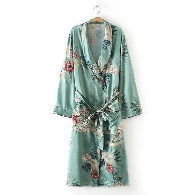 

Women Long Maxi Out Wear Kaftan Tops Coat Robe Clothing Women Long Sleeve Loose Floral Print