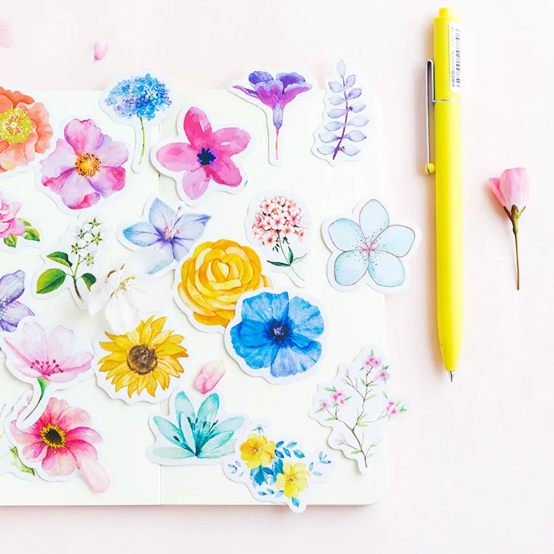 45 шт./пакет Kawaii Bullet Journal милый дневник для записей Цветочные наклейки Скрапбукинг