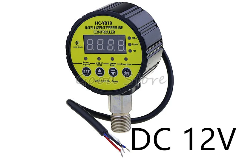 DC 12V HC-Y810 цифровой Давление датчик интеллектуальный цифровой Давление Калибр насос отрицательный Давление переключатель водяного давления контроллер желтый - Цвет: DC 12V