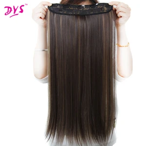 Deyngs 5 зажимов для наращивания волос, шелковистые прямые накладные волосы 24 дюйма, синтетические накладные волосы на заколках для женщин, 13 цветов