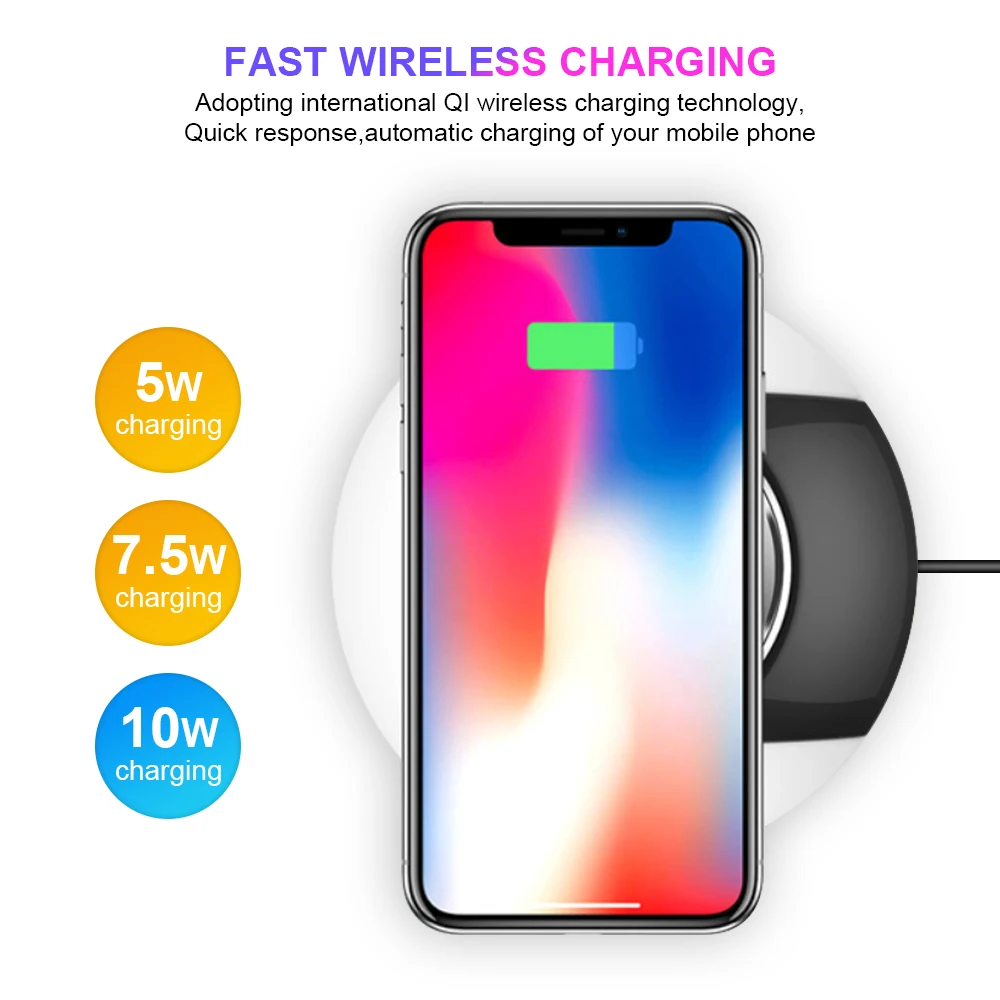 Ascromy светодиодный ночник Беспроводной Зарядное устройство Подставка для iphone 8 Plus X XR XS Max samsung Galaxy S9 Note 9 QI индукции быстрой зарядки