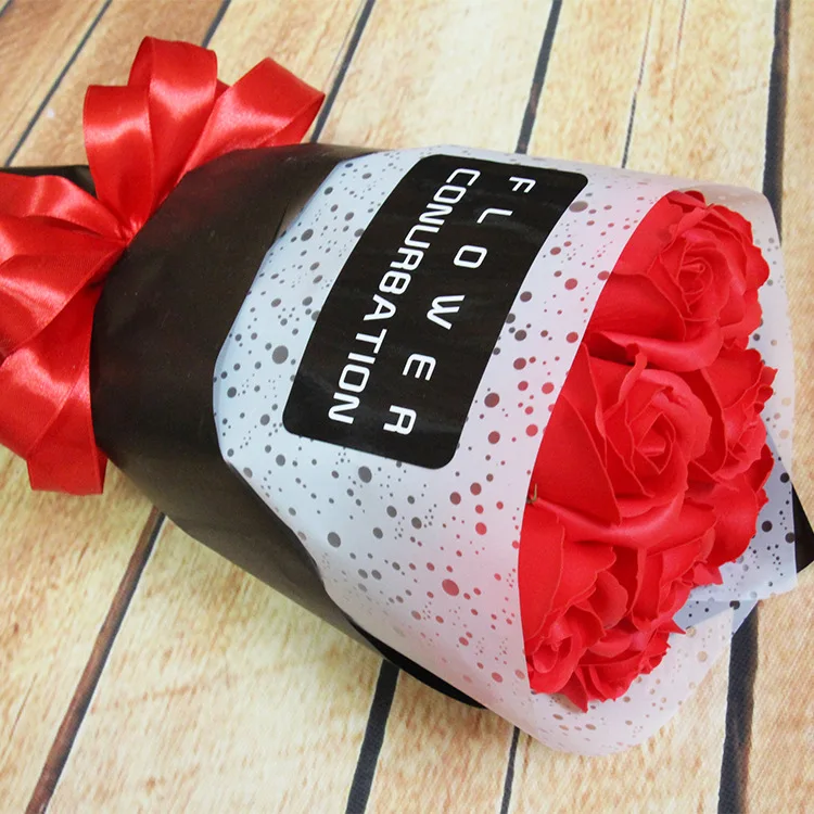 9 цветов букет с корейской маленькой баской мыло ручной работы Цветы на День