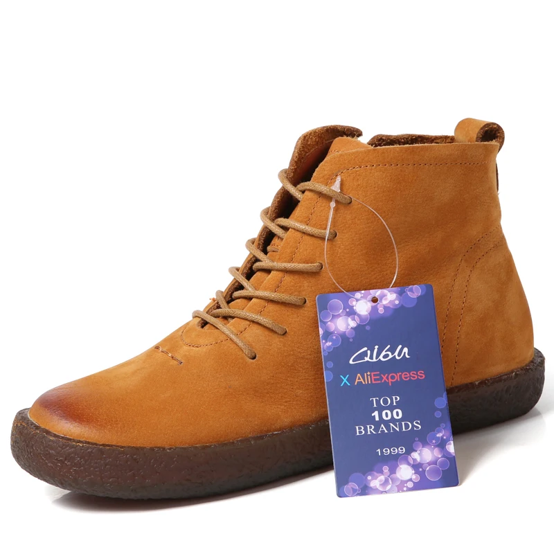 Женские ботильоны из натуральной кожи на шнуровке в стиле ретро|boots winter|boots women