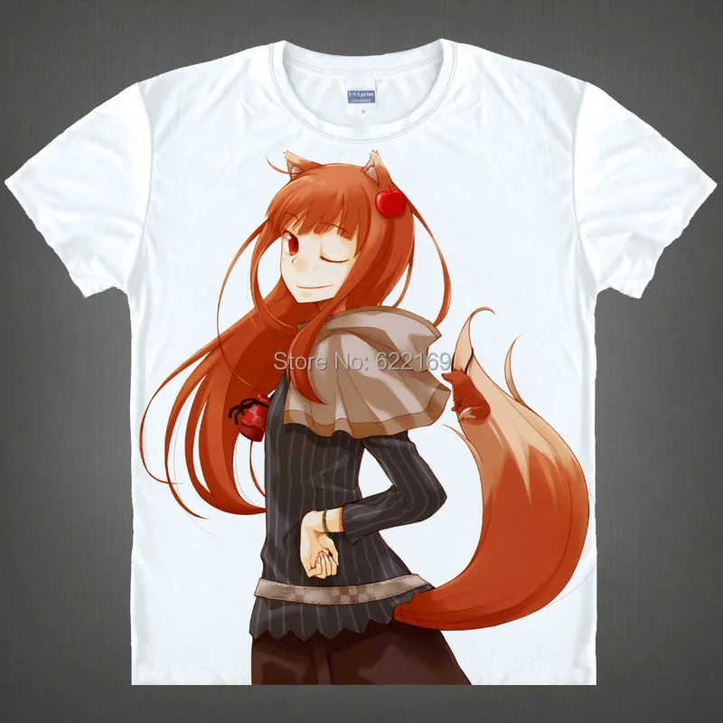 Японская футболка аниме Спайс и волк хлопковая рубашка Холо из косплей