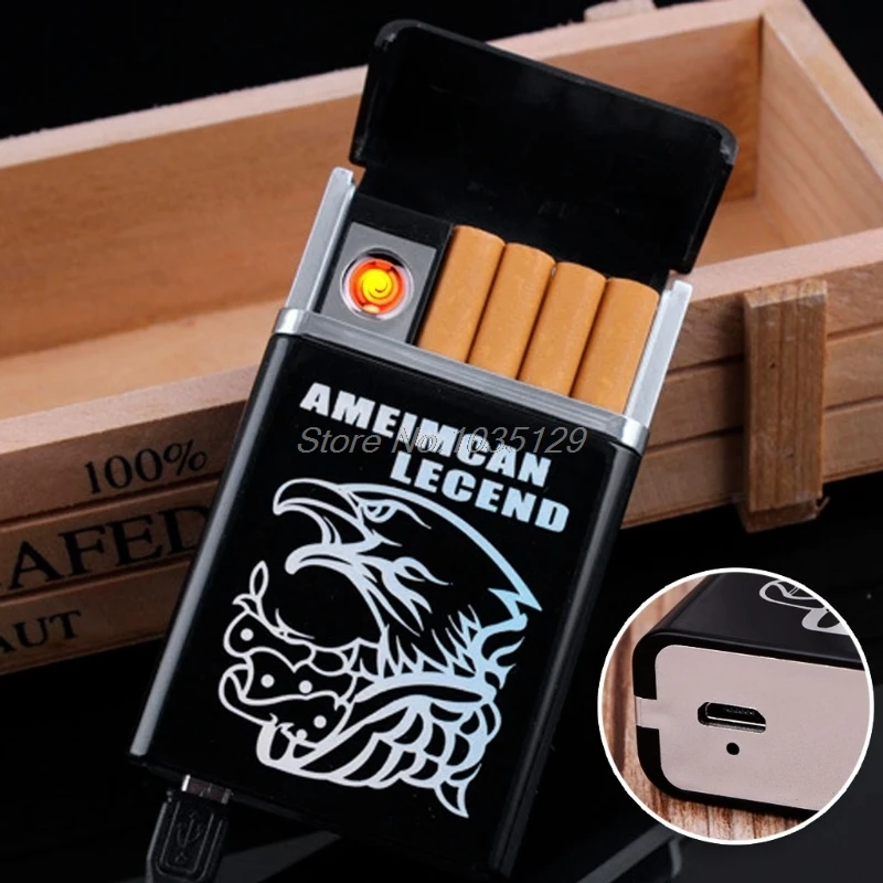 Автоматический чехол для сигарет держатель табака с ветрозащитной usb зарядкой