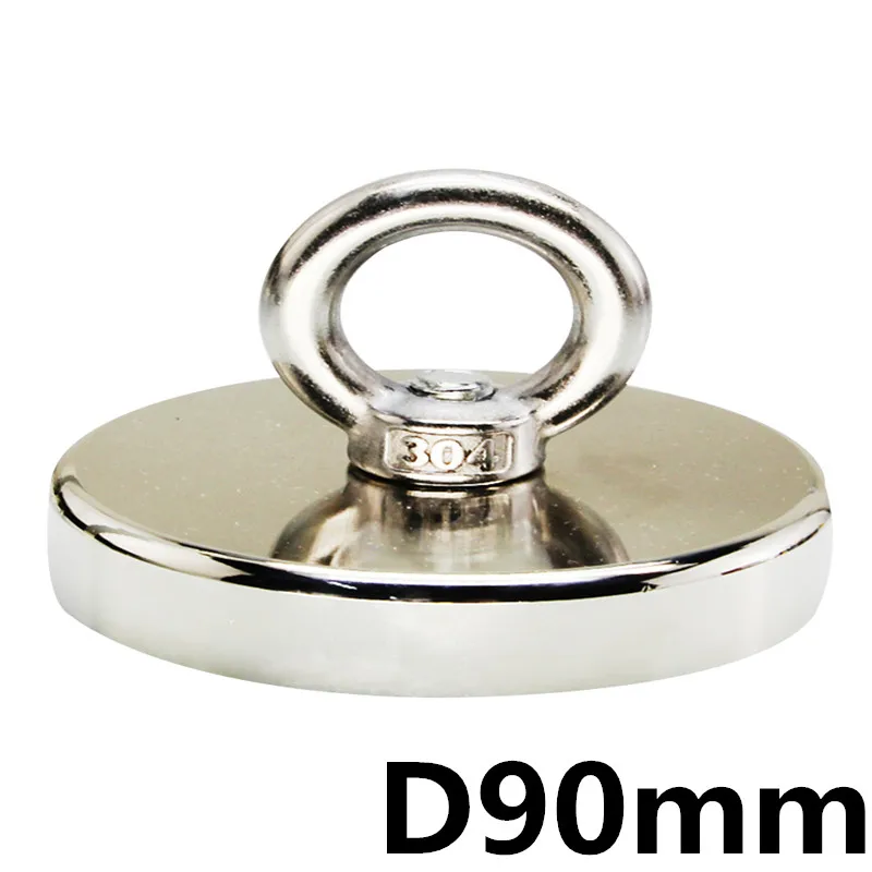 D90mm сильный Мощный круглый неодимовый магнит крюк спасательный рыболовный