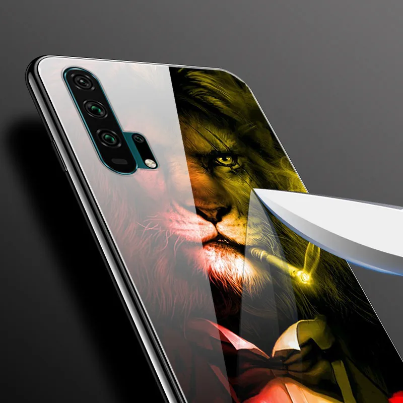 Закаленное стекло Чехол для Huawei Honor 20 Case Жесткий ПК Красочный чехол Pro 20S Бампер на