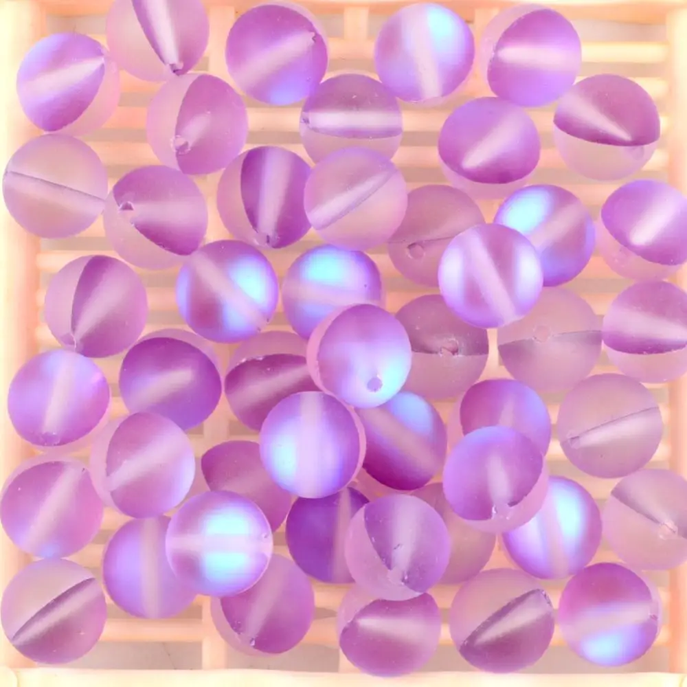 Matte Purple Гладкий матовый ассорти из австрийского кристалла, Круглый бисер для изготовления ювелирных изделий 6 8 10 12 мм блестящие бусины из лунного камня Diy браслет - Цвет: Matte Purple