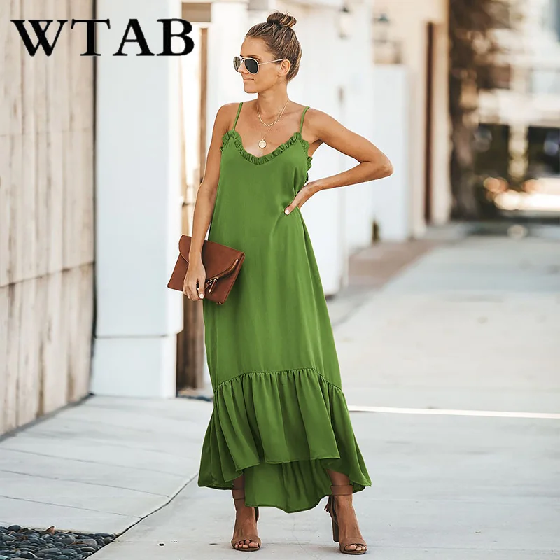 Женское платье на бретельках WTAB длинное пляжное большого размера 2019|Женские