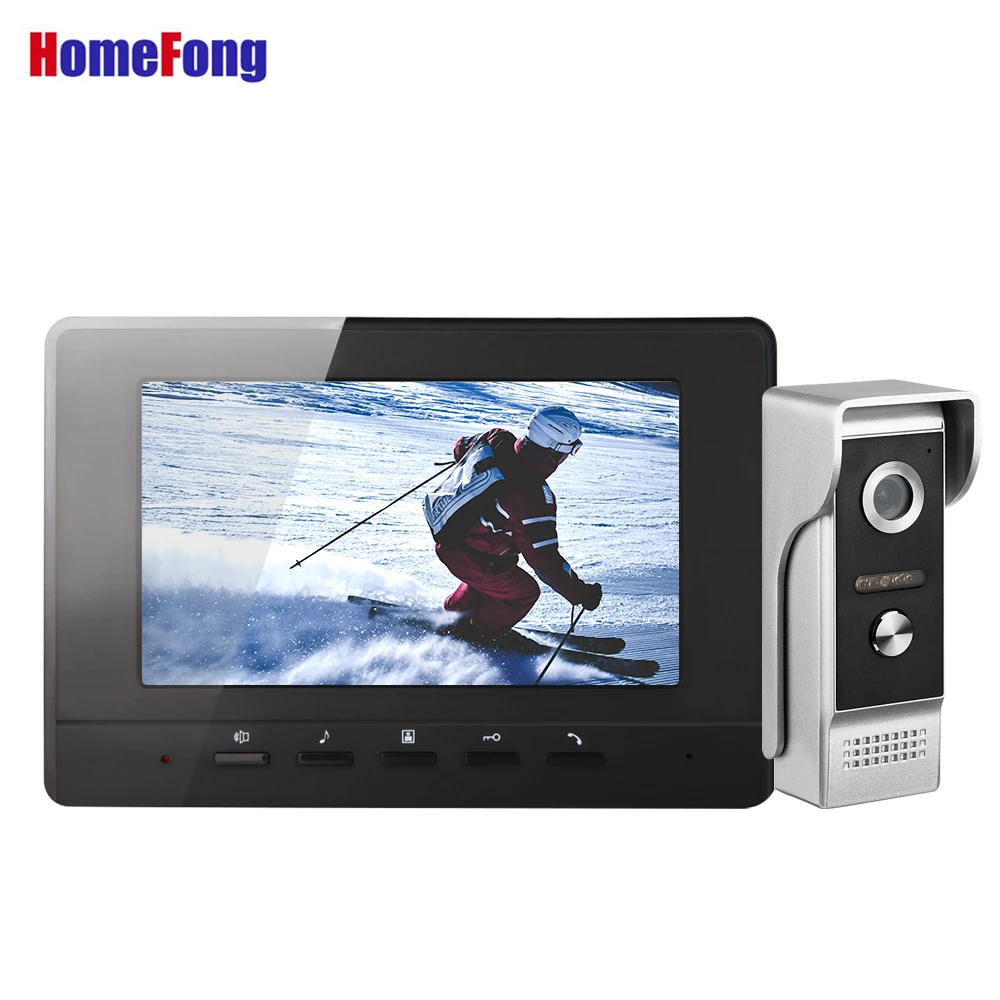 Homefong Video Door Phone Intercoms for Private Homes Doorbell with Camera Black White Color Unlock Day Night Vision Rainproof