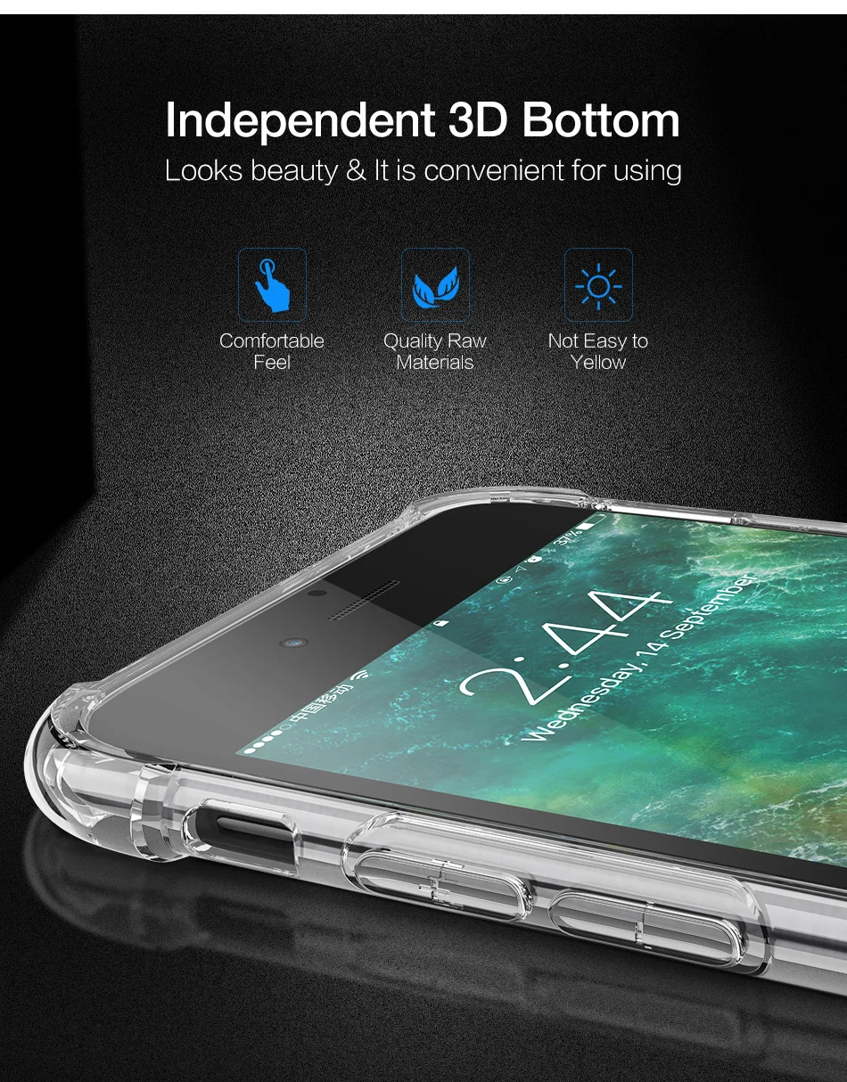 Силиконовый чехол для подушки безопасности для iPhone 7 6 6S 8 Plus 5 5S SE X XS MAX XR Coque Etui Прозрачный чехол для iPhone 8 XS Max X чехол s