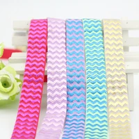 58 sewing accessories foe elastic band 16mm puff print fold over elastic chevron ribbon 20 yards diy kids headwear ribbons