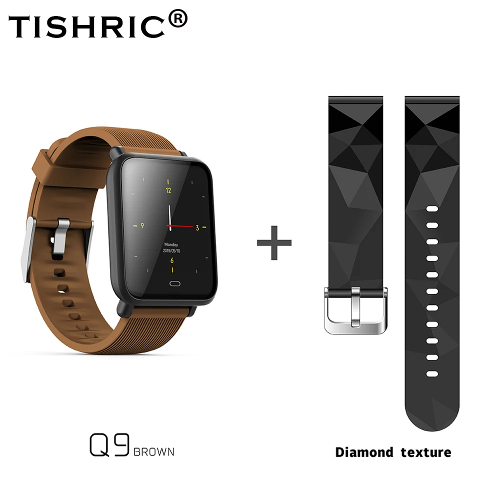 Coffee TISHRIC Q9 умный Браслет Водонепроницаемый спортивный монитор сердечного ритма шагомер для женщин и мужчин фитнес-трекер Смарт-часы 5 цветов браслет - Цвет: Coffee