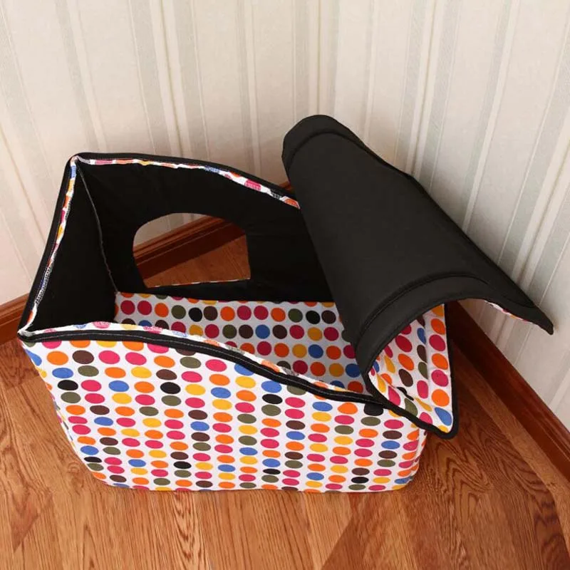 Переносной домик для щенков и кошек мягкая губка в горошек Конура с застежкой