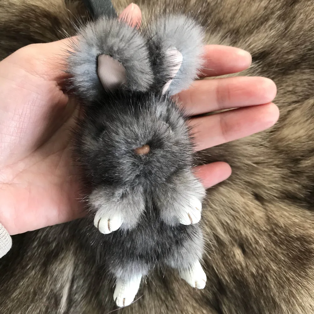 Magicfur 12 см серый новый из натурального меха норки кролик милый кукольный брелок