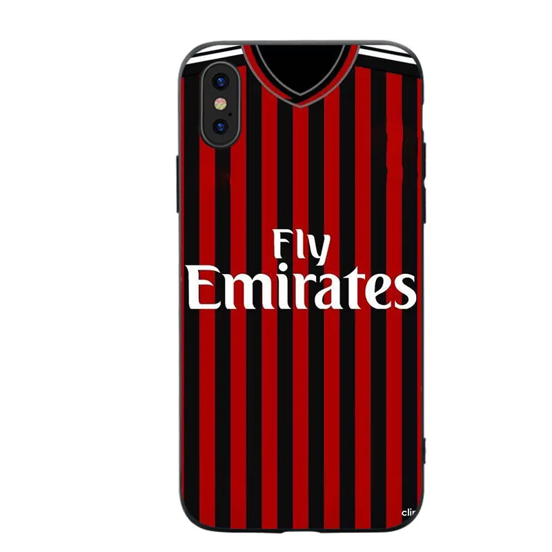 RKQ Milan Jersey стильный мягкий силиконовый чехол для телефона iPhone 5S SE 6 6S 7 8 Plus X XS XR 11 Pro