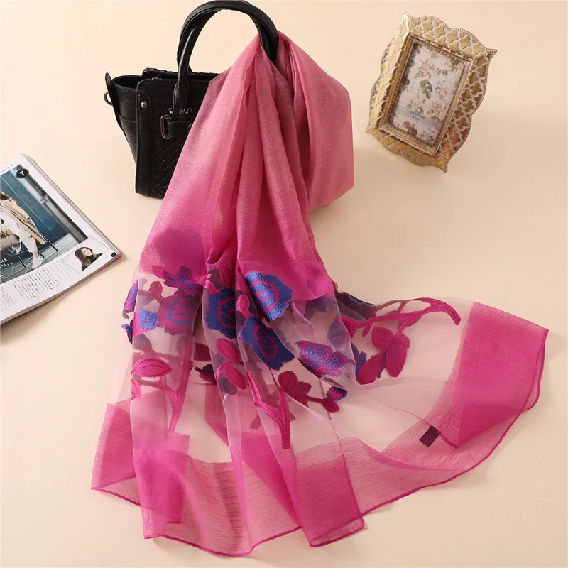 Роскошный брендовый женский шелковый шарф с кружевами длинная мягкая накидка и