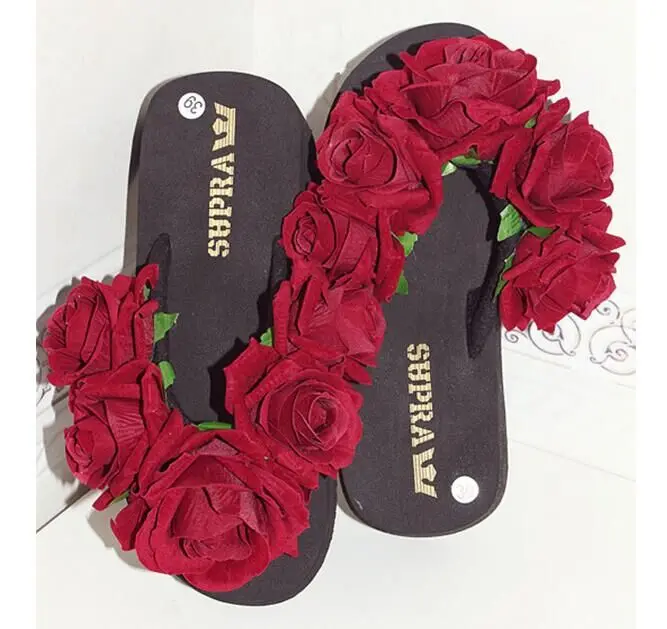 

HAHAFLOWER summer women platform sandals pearl beads jelly wedge shoes flower sandals luxury orginal sandal flip flop handmade