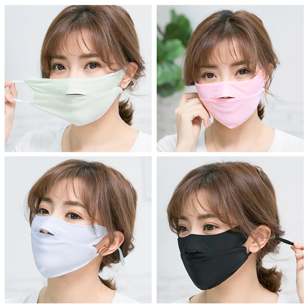 Sweet Candy Color Mask Windproof Adjustable Mouth Unisex Breathable Summer Ice Silk Thin Sunscreen Open Nose Masks | Аксессуары для