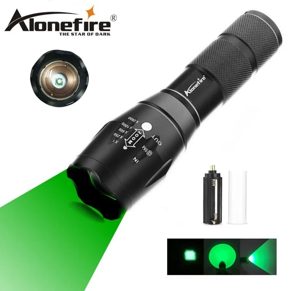 

AloneFire E17 Zoomable Scalable CREE LED 300Yards Long Range Green Light Flashlight Green Hunting Light Tactical Flashlight