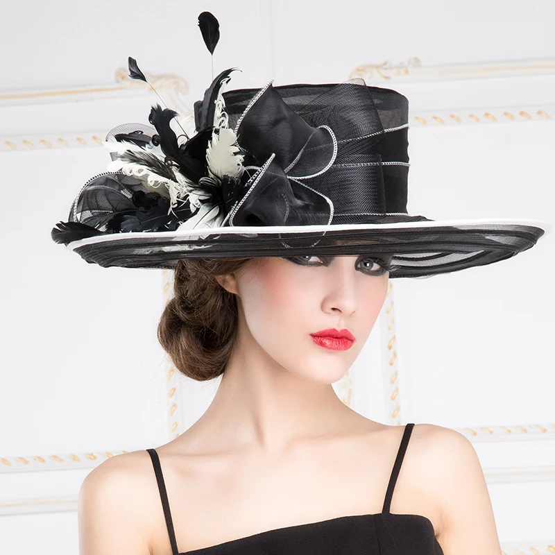 Женская новая шляпа из органзы Fedoras женская модная пряжи Ogan с широкими полями