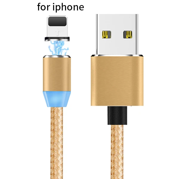 8 Pin Gold Магнитный кабель SOVAWIN Micro USB для быстрой зарядки светодиодный светильник 1 м Магнитный кабель для зарядки телефона для iphone для samsung для huawei P9 - Цвет: 8 Pin Gold