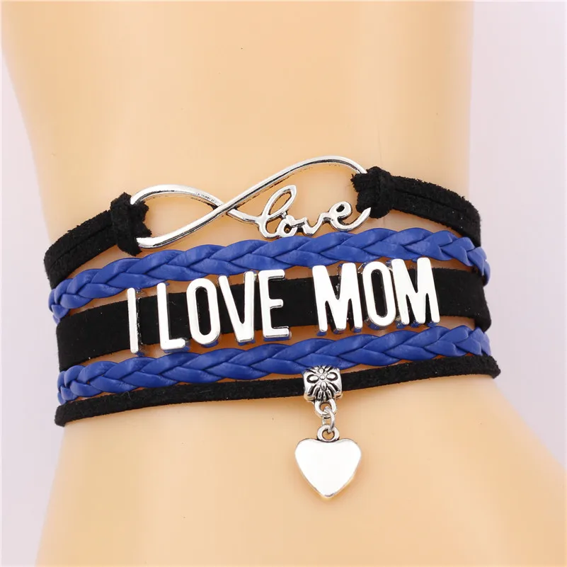 Браслет с надписью I LOVE MOM Бесконечность любовь милое сердце очарование ручной
