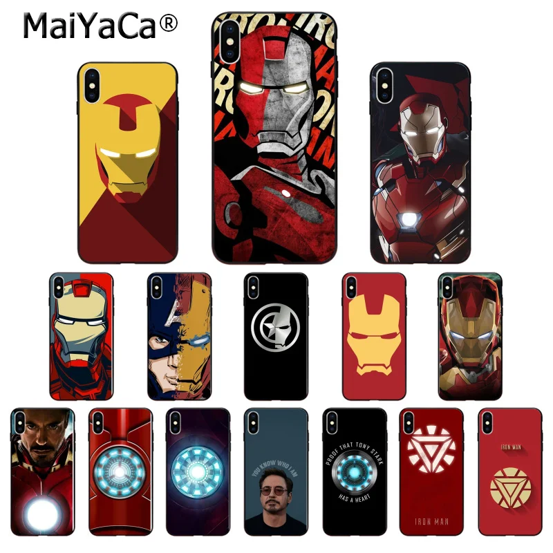 MaiYaCa Marvel Железный человек Силиконовый ТПУ мягкий черный чехол для телефона Apple