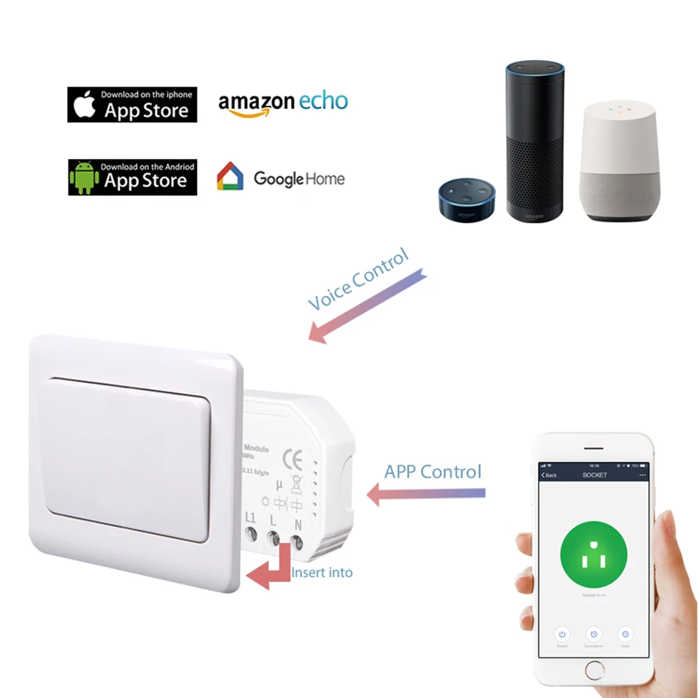 Умный диммер Tuya с Wi Fi 150 Вт Alexa Echo Google Home|Модули для умного дома| |