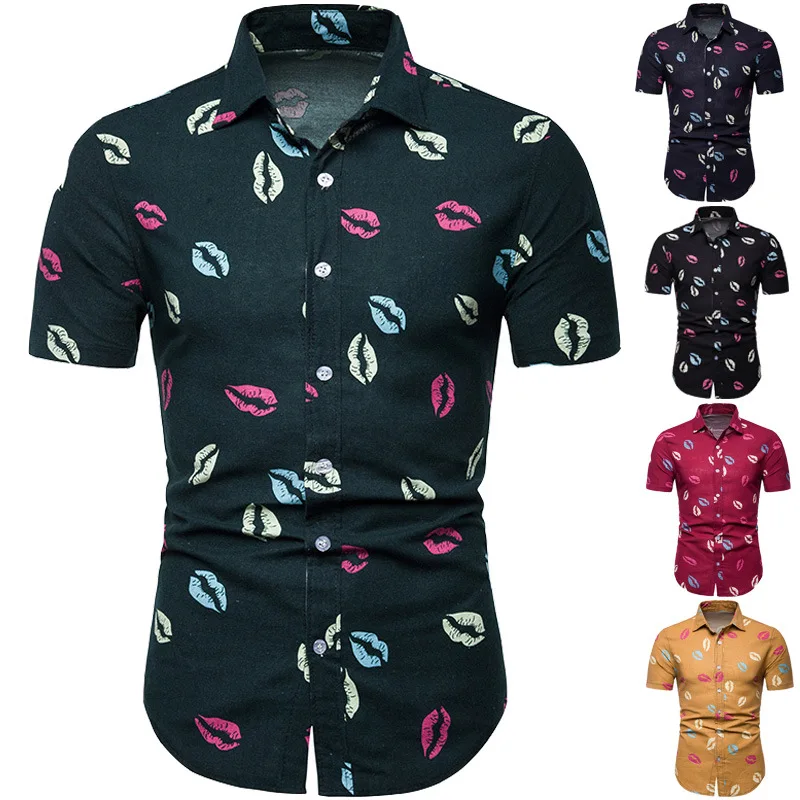 Новые Гавайские Цветочные мужские рубашки с коротким рукавом camisa masculina