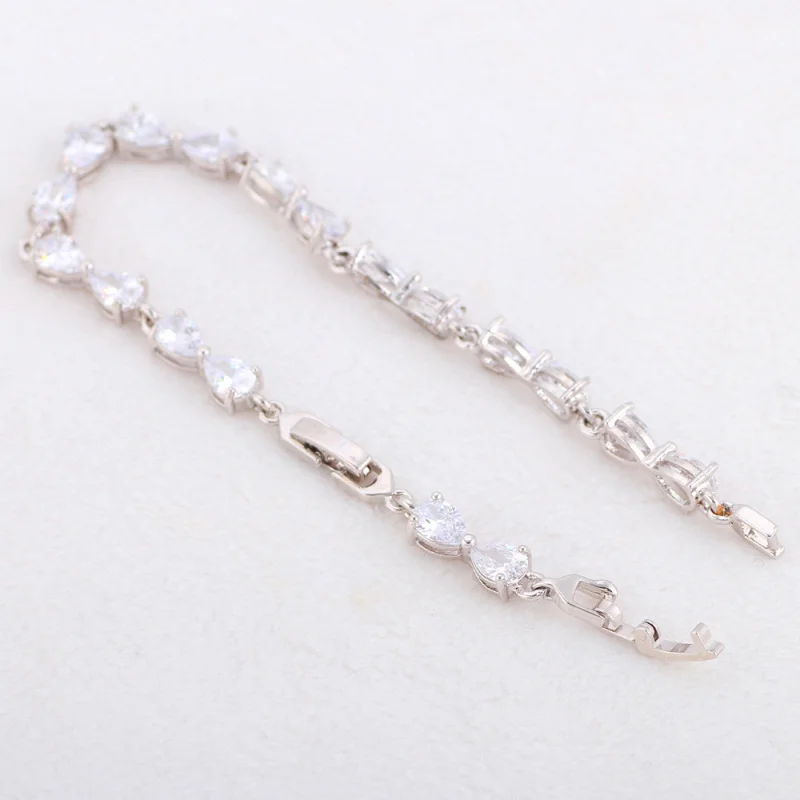 Ayowei Романтический в виде капли воды белый браслет с цирконием серебро высокое