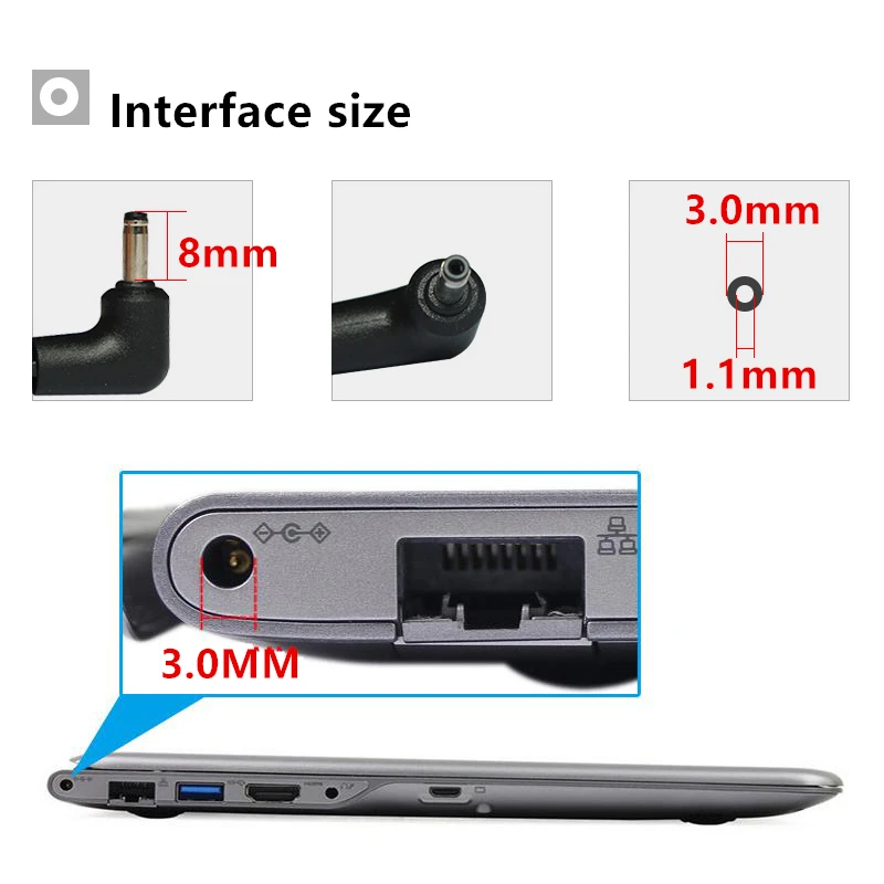 19V 2.1A 40W 3 0*1 1 мм адаптер переменного тока для ноутбука DC зарядное устройство