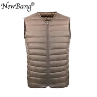 newbang mens down vest ultra light down vest men portable v neck zipper sleeveless coat man without collar warm liner