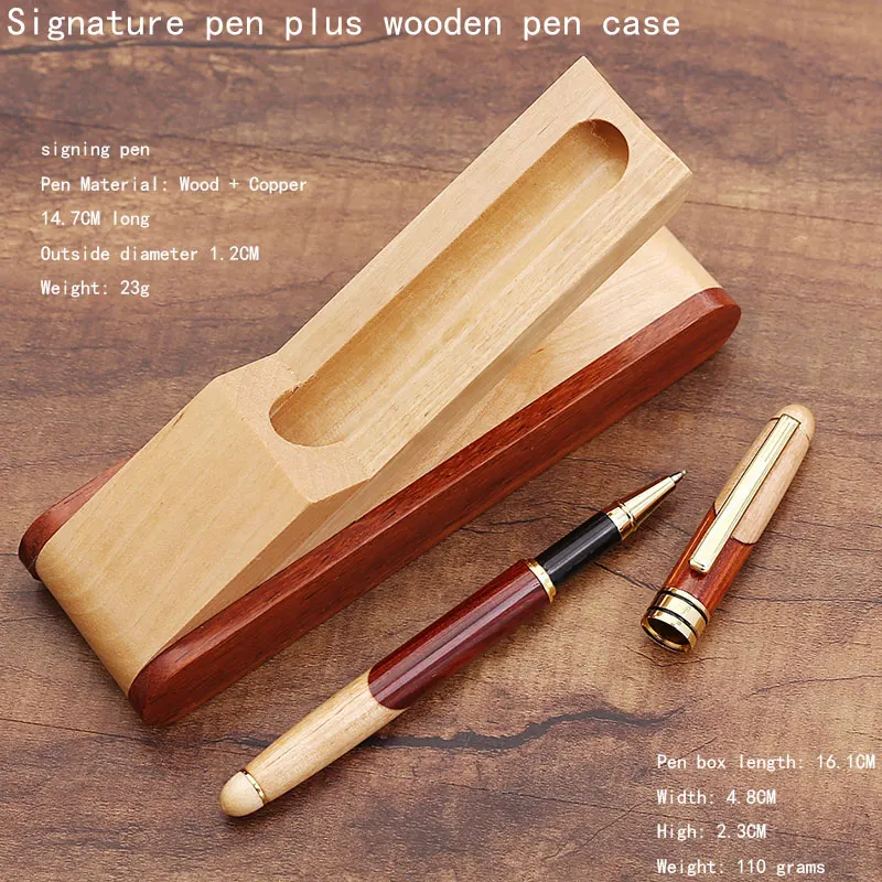 Signature pen case Деревянная ручка, деревянная офисная подарочная ручка в деловом стиле, офисные канцелярские принадлежности для школьников, инструмент для письма, деревянная ручка, модная Ретро Ручка для встречи - Цвет: Signature pen case