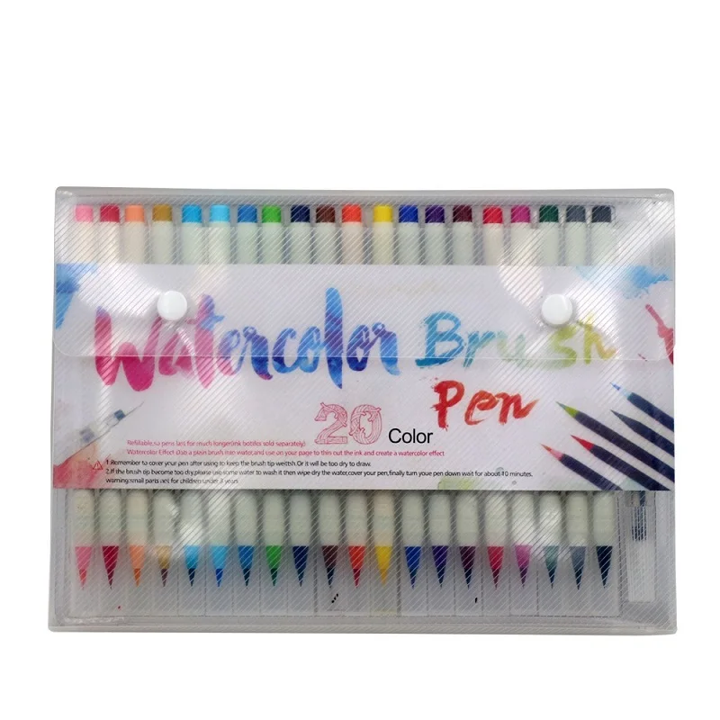 White Pen LIHUACHEN 20 цветов премиум-живопись набор мягких ручек-кистей водные Цветные Маркеры Ручка эффект лучше всего для цветных книг манга комиксов - Цвет: White Pen