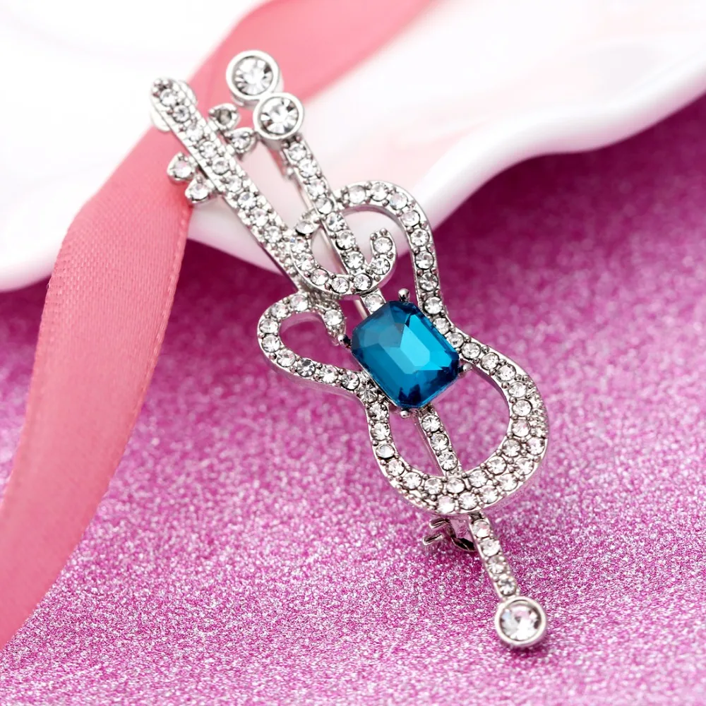 Musical Violin Brooches for Women Enamel Alloy Brooch Pins Girls Fashion Sweater Clips Badges Costume Jewelry Gift | Украшения и