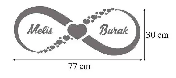 Декоративные зеркальные настенные часы сердца бесконечности с именем на заказ