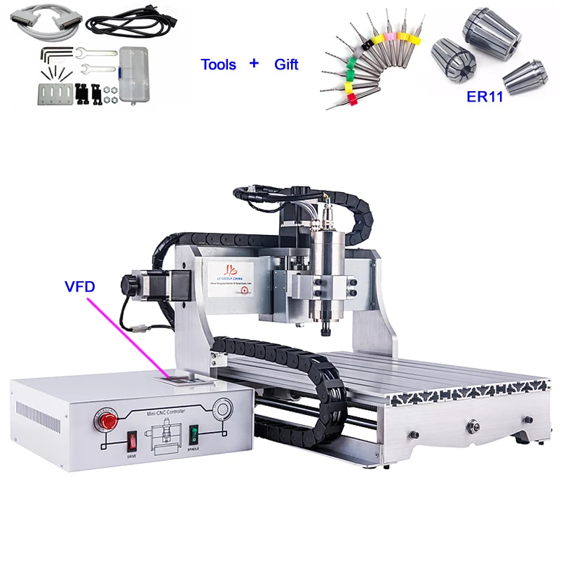 

Mini Lathe CNC Metal Cutting Machine CNC 3040 800W VFD 1605 Ball Screw Wood CNC Router
