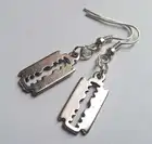 Ювелирные украшения ручной работы, в готическом стиле, серебристого цвета, с бритвой серьги в виде лезвия