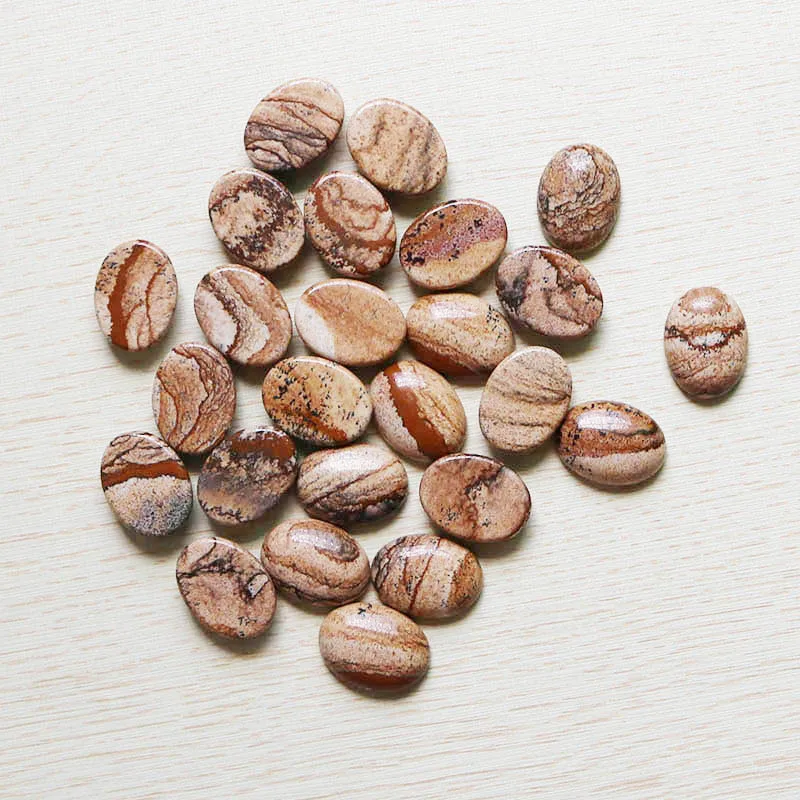 Wholesale Natural Picture Stone Oval CAB CABOCHON Teardrop Beads DIY Jewelry Accessories 15x20mm 30Pcs/Lot Free Shipping | Украшения и