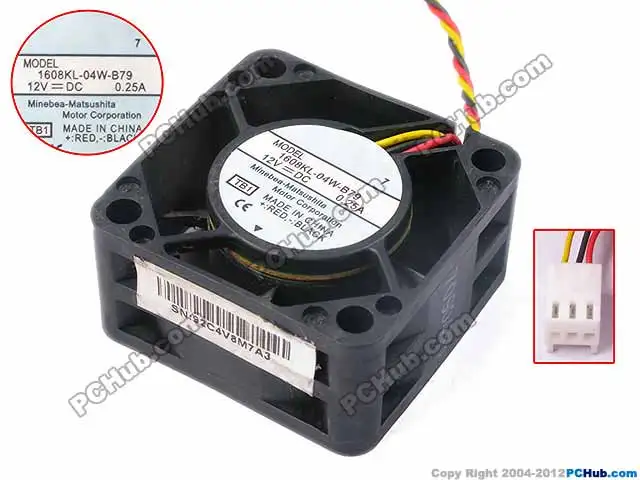 

NMB-MAT 1608KL-04W-B79 TB1 DC 12V 0.25A 3-Wire 40x40x20mm Server Cooling Fan