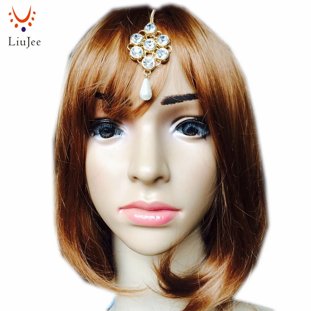 Маленькая головная часть волос Tikka цепь индийская боковая хиджаб Kundan Bindi KD015 |