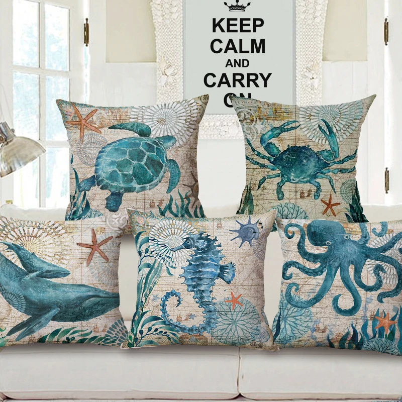 DecorUhome океанская подушка в форме Кита чехол черепаха &quotКраб&quot Чехол осьминог