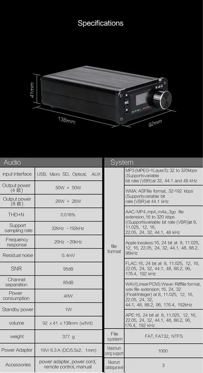 SMSL SA-50 Plus 50 Вт* 2 цифровой усилитель мощности TAS5766 USB AUX усилитель воспроизведения