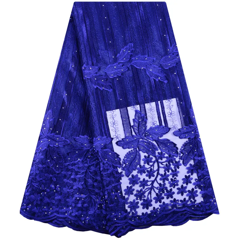 Высокое качество синий нигерийский французский сетчатый кружевной Африканский