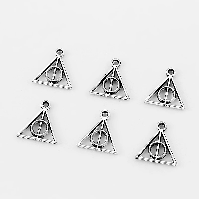 

100pcs Small Deathly Hallows Symbol Sign Charms Pendants Beads Jewelry Findings 13mm