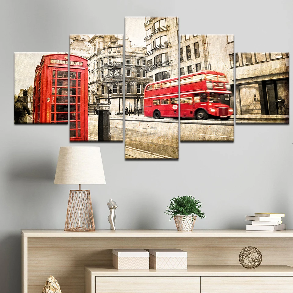 Современные HD печатных Wall Art рамка холст фотографии 5 шт. в стиле улиц Лондона