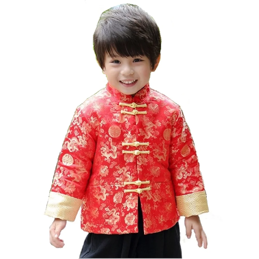 Детское пальто с красным драконом китайские весенние фестивальные костюмы