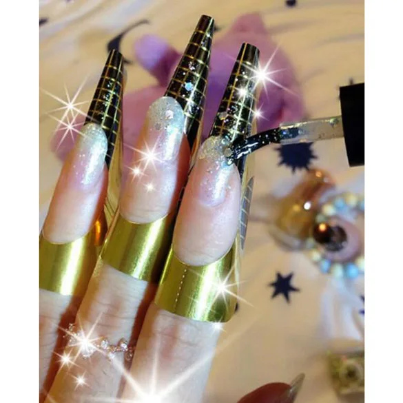 50/100/500 Pcs Gold Nail Guide Sticker Tape Art Sculpting Extension Nails Forms Stickers Adhesive Acrylic UV Gel Tips | Красота и