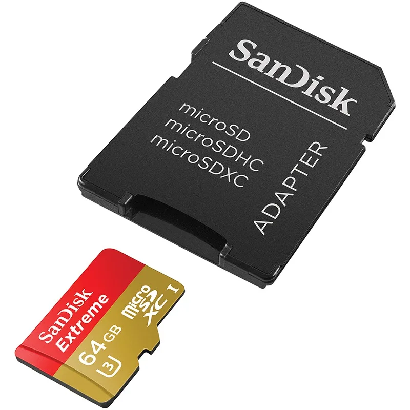 Оригинальные Карты памяти SanDisk Extreme microSD UHS I microSDXC Flash карты Class10 U3 90 МБ/с. 64 ГБ TF C10